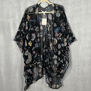 Lauren Conrad – Black – Sheer Floral Kimono – OS